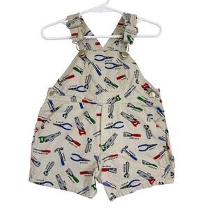 Vintage 90s Sprockets Tools Shortalls Overalls Gray Boys - 12 Months 9-12
